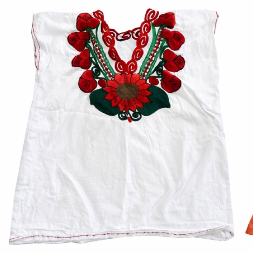 Unbranded Handmade Mexican Embroidered Floral Blouse Top Size See Description